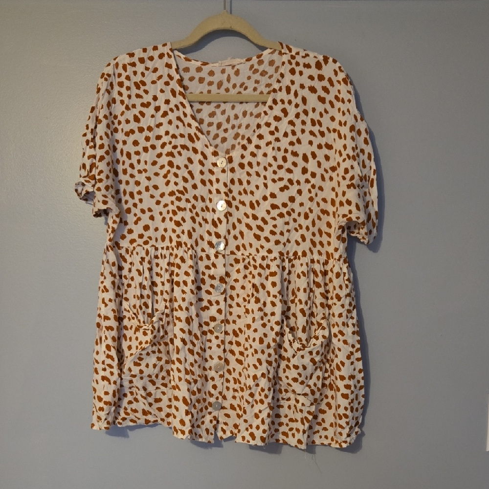Giraffe Print Top with Pockets